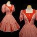 Vintage 60s Partners Please Malco Modes Red Gingham SQUARE DANCE Swing Sun DRESS Full Skirt Rockabilly Small - S
