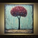 Red Tree Abstract painting original acrylic on canvas 36 x 36
