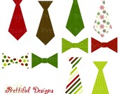 25% OFF SALE Christmas Ties and Bow Ties Clip Art - Personal or Commercial Use - Mistletoe Il_170x135