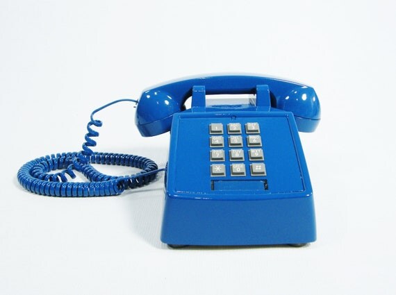 Vintage Telephone Electric Blue push button phone