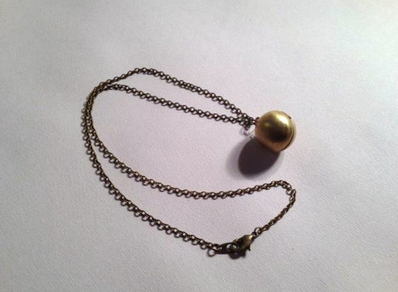 Brass Necklace Photo Locket Ball Pendant Chain Jewelry Metal