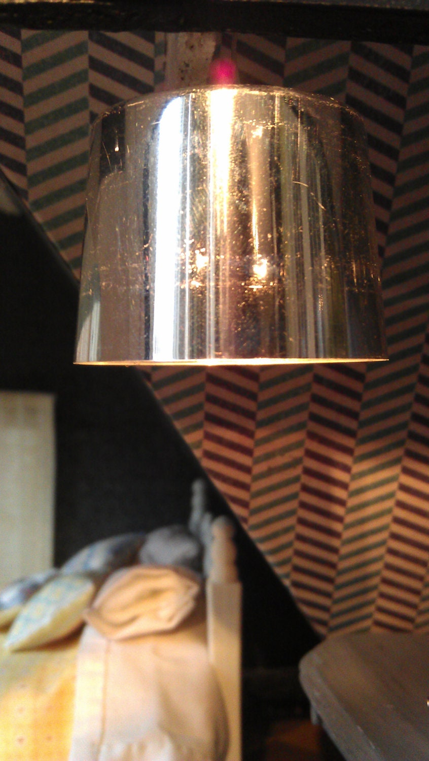 Hanging Lamp Mercury Glass Look Resin Cylinder Shape Shade