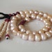 Red Ruby pink Pearl gemstone necklace black macrame - tasseled - faceted Ruby July birthstone - pink stone necklace - Tribal jewelry