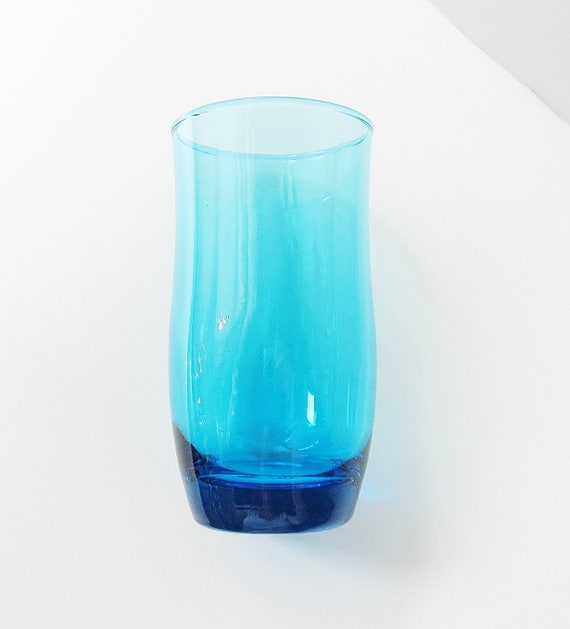 Aqua Blue Drinking Glass Vintage Turquoise Blue Tumbler