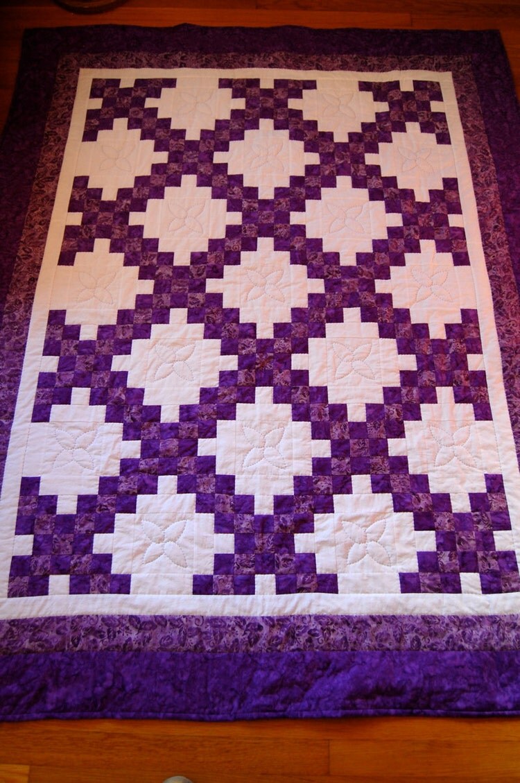 Purple Double Irish Chain Quilt Hand by chimeracustomquilts