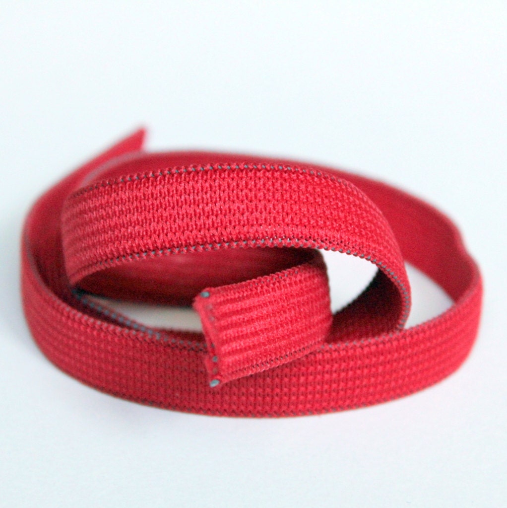 10 yds Colored Elastic Red Half Inch Flat Braided Elastic