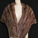 Large 50's stone marten brown real fur bombshell stole cape with pockets