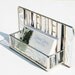 Stained Glass Business Card Holder Black White Clear Architectural Art Glass Modern Contemporary Office Desk Accessory Handmade OOAK Striped