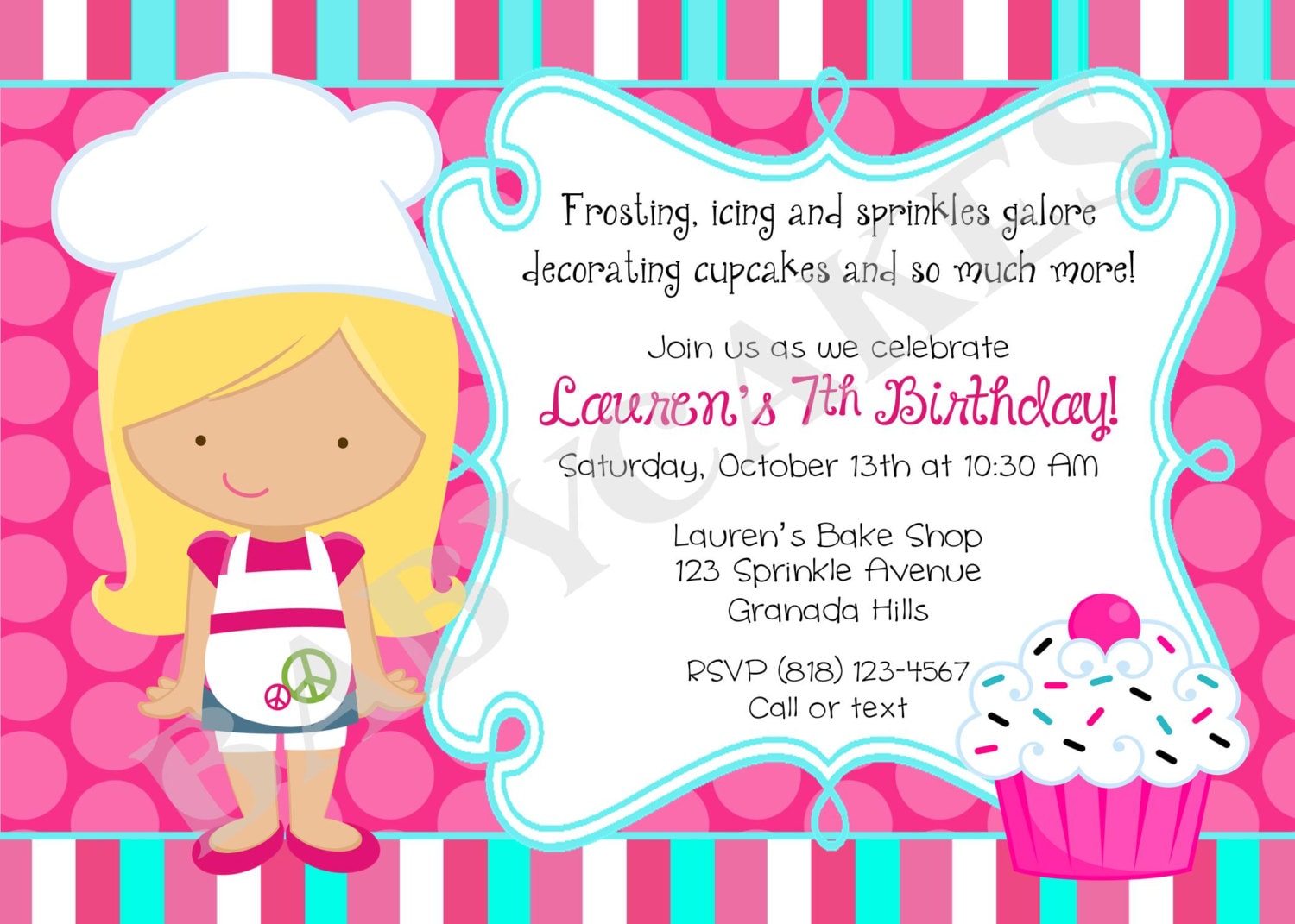 Cupcake Decorating Birthday Party Invitations 1