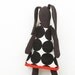 Hip Dark Soft bunny Wearing white Dotted Black dress - handmade fabric doll f