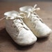 Vintage Baby Shoes - White Leather Toddler Booties