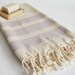 Bathstyle Turkish BATH Towel Peshtemal - LINEN - Purple Striped