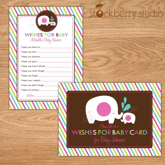 Elephant Wishes for Baby Advice Card Printable Il_570xn