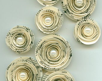 Pearl Music Sheet Handmade Spiral Paper Flowers