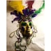 Mardi Gras Feather Carnival Masquerade Mask, OOAK, Halloween Costume mask, wearable art, purple yellow green colors