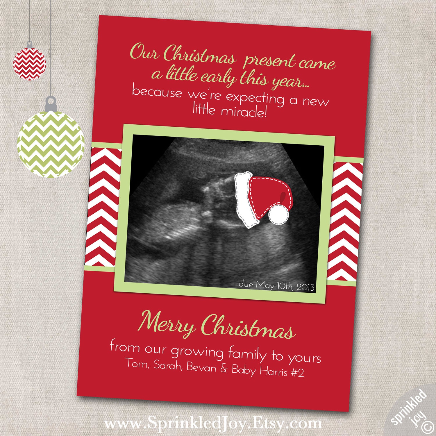 Christmas Pregnancy Announcement Digital Card 4x6 by SprinkledJoy
