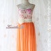 Bella Skirt - Beautiful Tangerine Petite Polka Dot Elastic White Cream Waist Band Matching Removable Flower Long Skirt Free Size XS-M