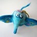 Turquoise sea elephant with a key ring - needlefelted sculpture