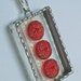 Fiona and The Fig Antique 3 Ruby Red Glass Buttons and Antique Lace Shadow Box Necklace Pendant Charm