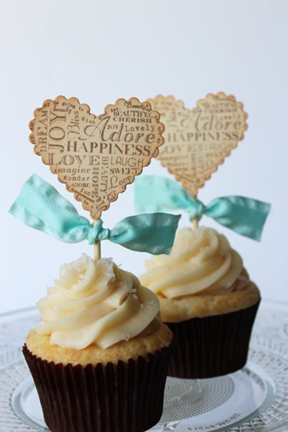 Words of Love cupcake toppers - set of 12 Il_570xn