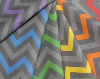 Rainbow Robot Chevron Zig Zag Fat Quarter Fabric