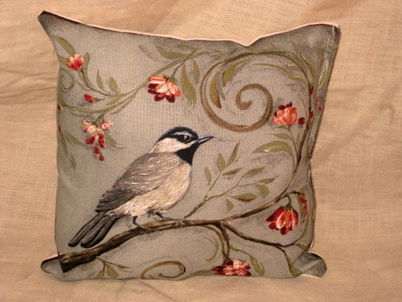 Shabby Chic Fun Throw Pillow with Bird Motif French Market
