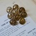 Vintage Metal Buttons in Bronze Gold Color - Set of 9 - 356