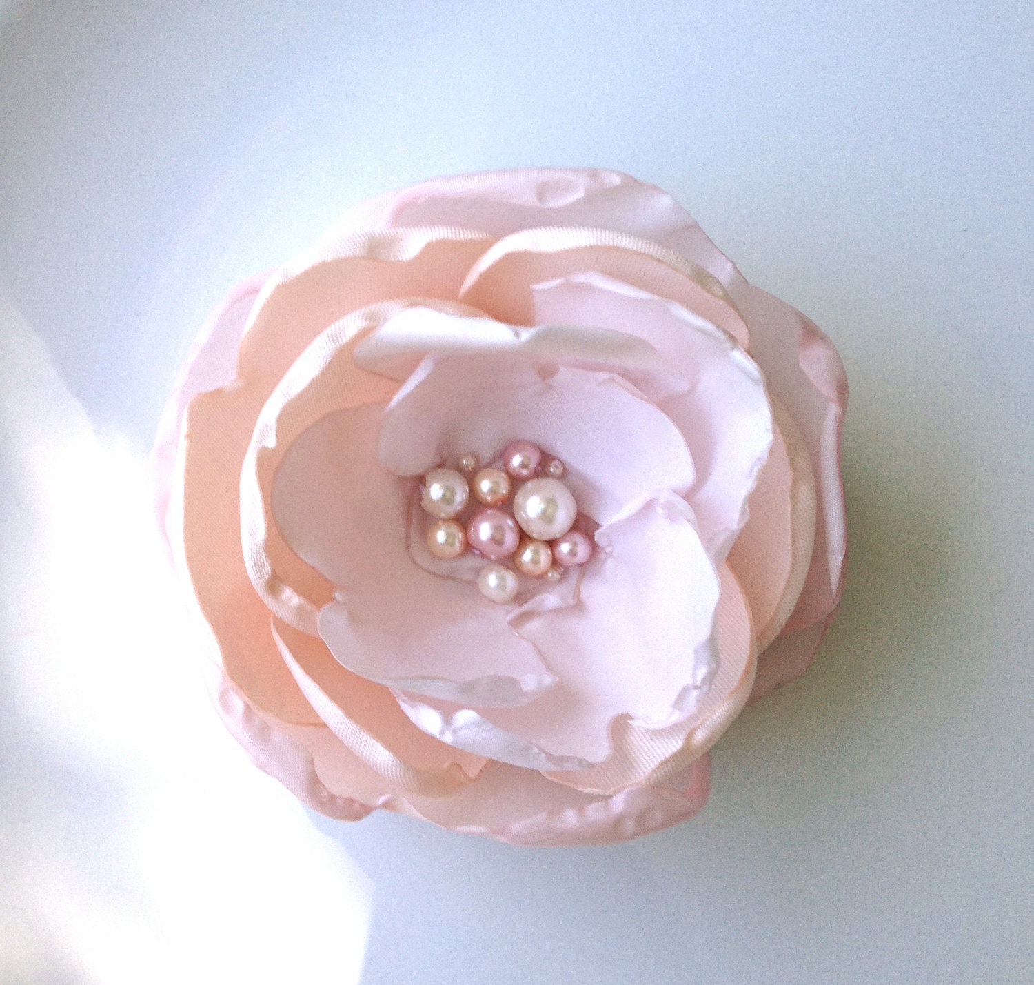 Pink Fabric Flower Corsage or Hair Clip
