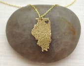 Gold Illinois State Necklace - I Heart Chicago Necklace - Gold Illinois Necklace