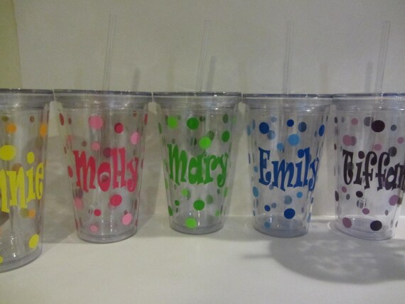 Polka Dot Acrylic tumblers: 6 Personalized by DottedDesigns