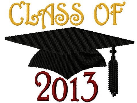 Instant Download School Grad Class of 2013 Custom Embroidery