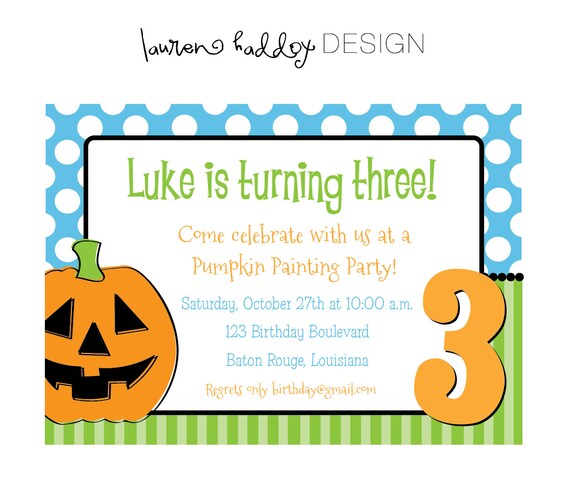 DIY, Pumpkin Painting Party Invitation Il_570xn