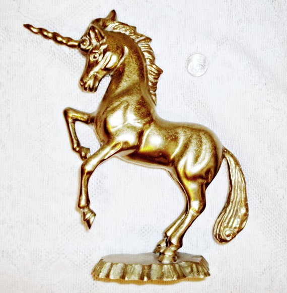 solid brass unicorn figurine