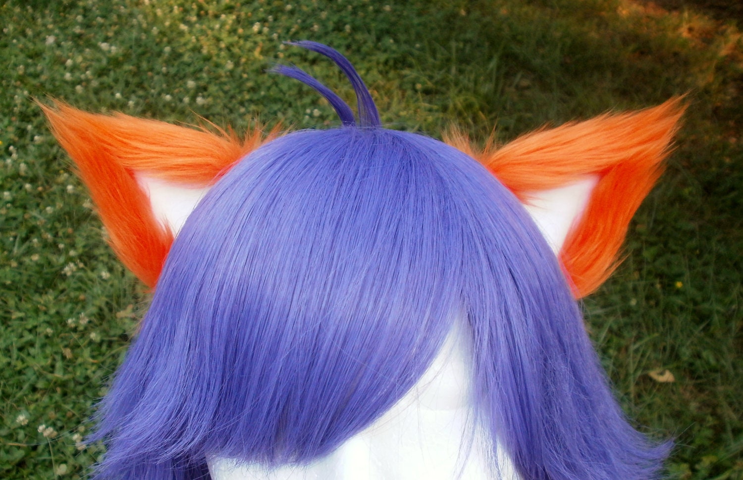 Orange and White Clip on Cat Ears