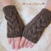 Hand-Knitted Fingerless Gloves, mittens, Wrist Warmer, Hand Warmer, Arm Warmer, Mitts in Espresso Brown Color