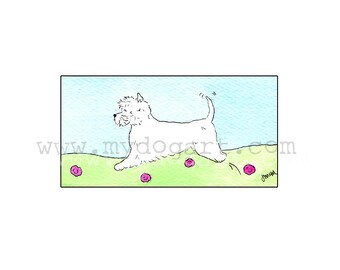 Whimsical West Highland white terrier WESTIE print 5x7
