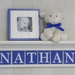 Baby Letters on Wall - Boy Nursery Blue Art Decor - 24" Shelf Linen White - Sign 6 Blue Letters - NATHAN