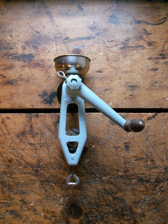 Vintage Light Blue Poppy Seed / Spice / Seed Grinder Made in