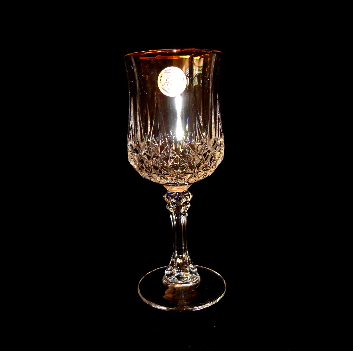Crystal and Gold Trim Wine Glasses CRYSTAL D' ARQUES of
