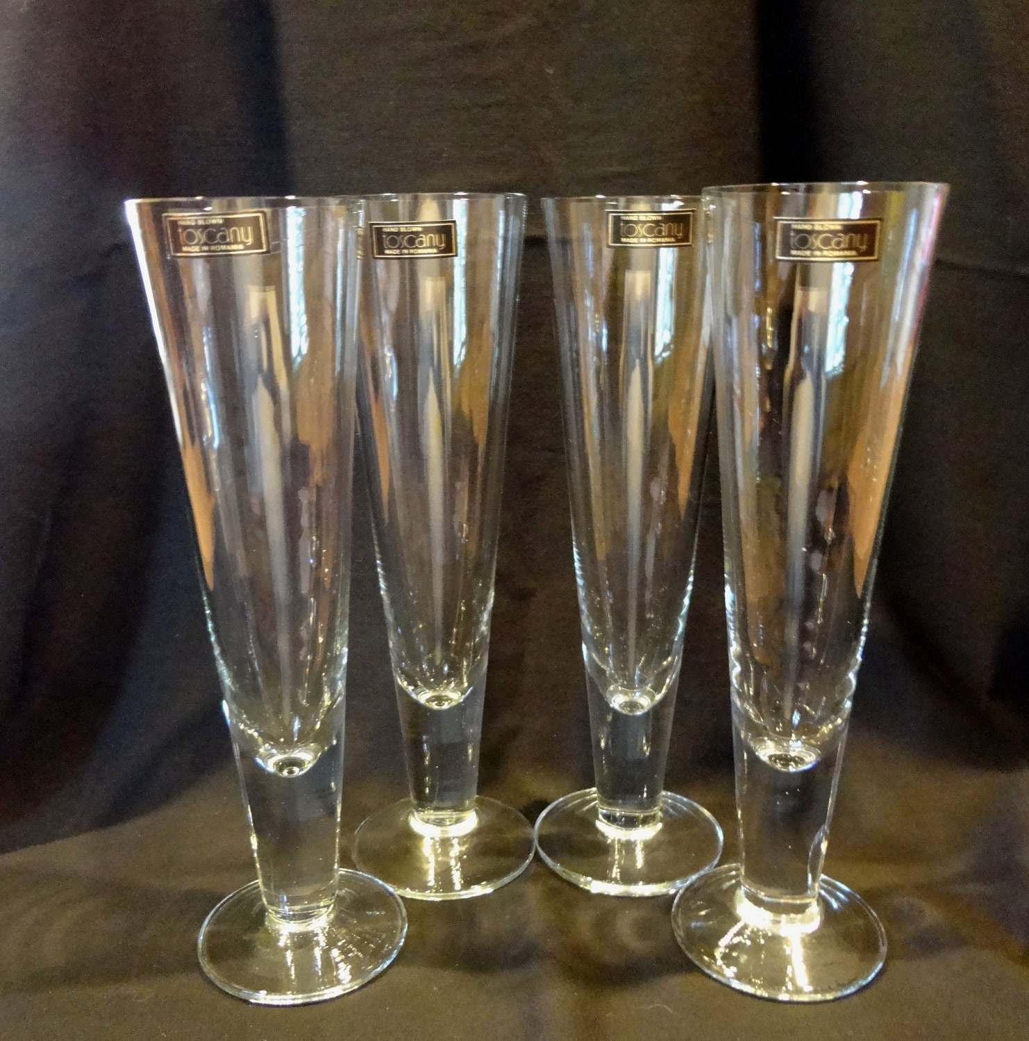 Pilsner Beer Hand Blown Glasses by Toscany Glass of Romania