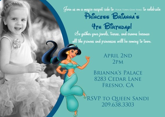 Princess Jasmine Invitation Cards 7