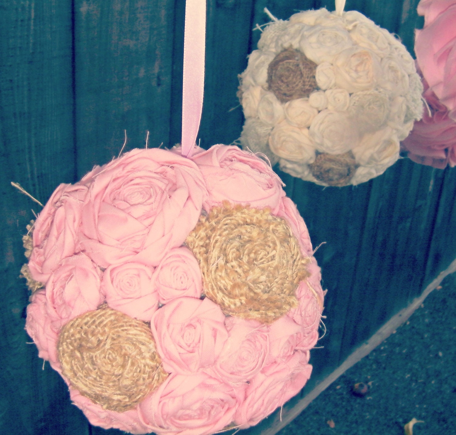 Rustic Nursery Mobile Fabric Poms on Madrone Branch.