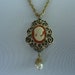 1970s cameo pendant / 70s Sarah Cov necklace / Sarach Coventry Tassel Pendant necklace
