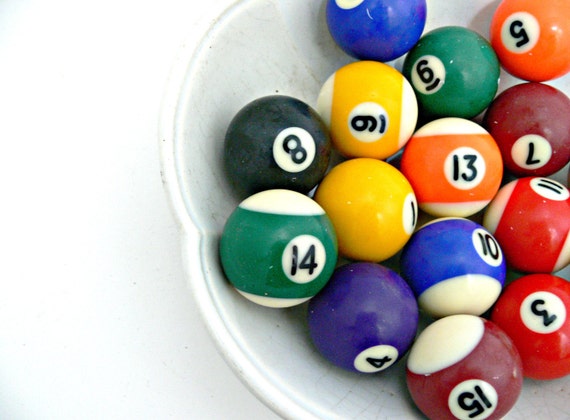 Vintage Mini Pool Balls Complete Set of 16 Billiard Balls