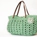 Green summer Handbag - Shoulder bag with Genuine Leather Straps