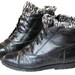 Womens US 6 1/2 Black Leather Ellemenno Lace Up Warm Ankle Boots With Padded Ankle