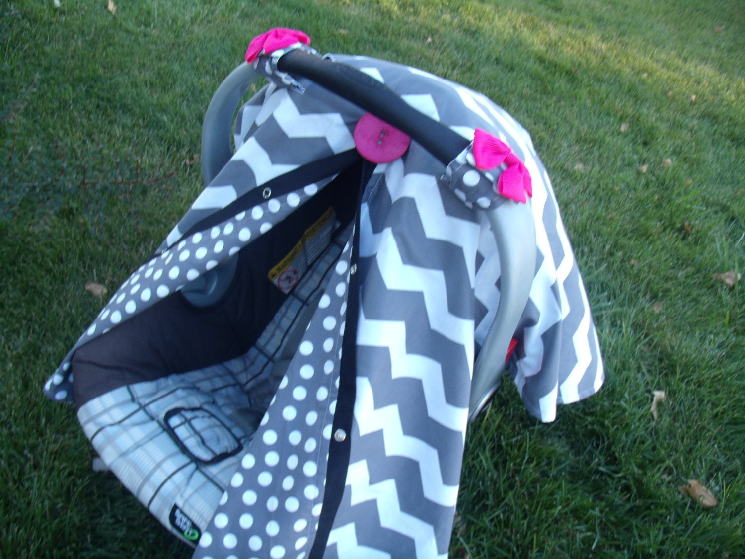 Carseat Canopy Grey Chevron Girl REVERSABLE by fashionfairytales