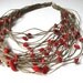 Coral - linen necklace
