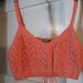 s.a.l.e- BENETTON COTTON TOP, knitted, cropped, beach, summer, bra top, tangerine, Italian 34-36"bust