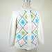 60s Floral Embroidered Cardigan Granny Chic Sweater Womens Medium